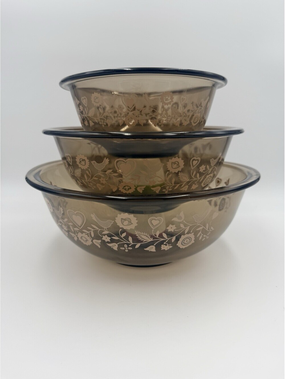 Vintage Pyrex Festive Harvest Nesting Mixing Bowls #322, 323, 325 Amber Set Of 3
